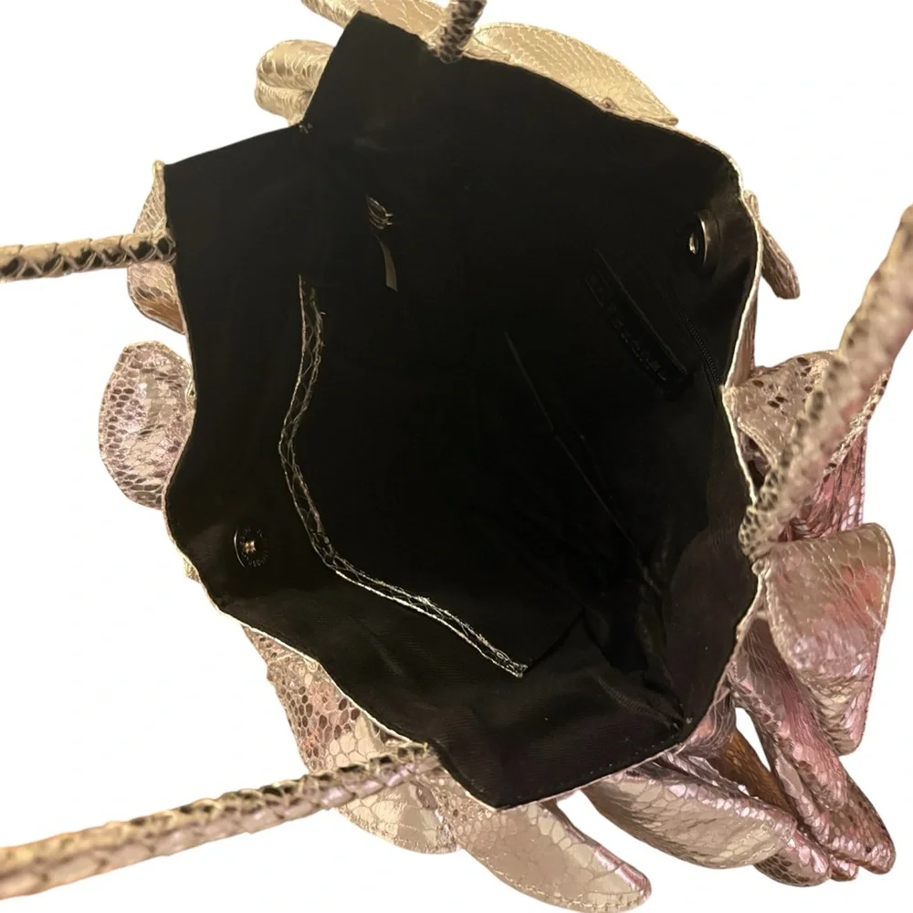 Sandra Robert’s. Metallic Silver Ruffled Shoulder Bag